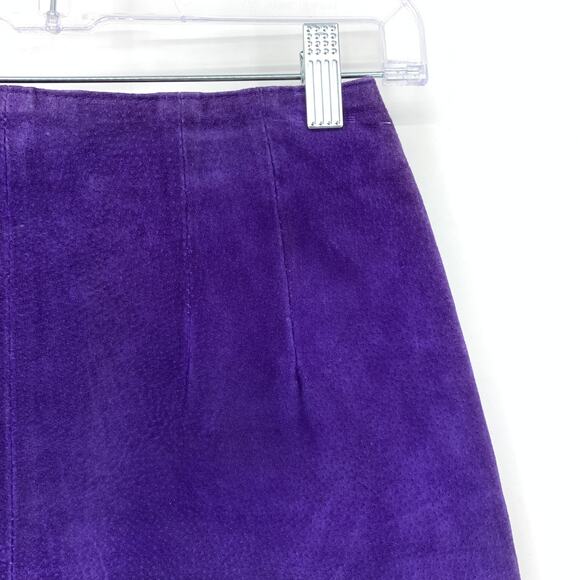 Gianni Suede Pencil Skirt Womens 0 High Waist Purple Lined Vintage 90s - Picture 3 of 6